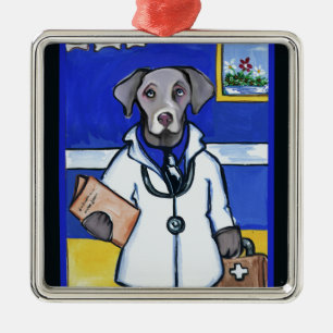 ORNAMENTO DE METAL WEIMARANER MÉDICO