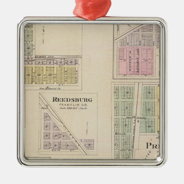 Ornamento De Metal Wellsville, Emmerson, Reedsburg, Princeton, Kansas (Frente)