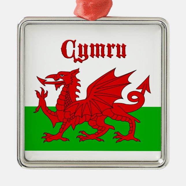 Ornamento De Metal Welsh Flag Cymru (Frente)