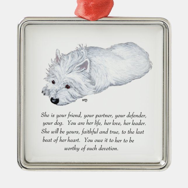 Ornamento De Metal West Highland White Terrier Keepsaname (Frente)