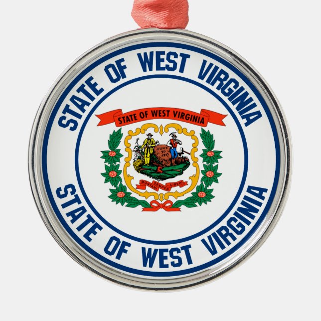 Ornamento De Metal West Virginia Round Emblem (Frente)