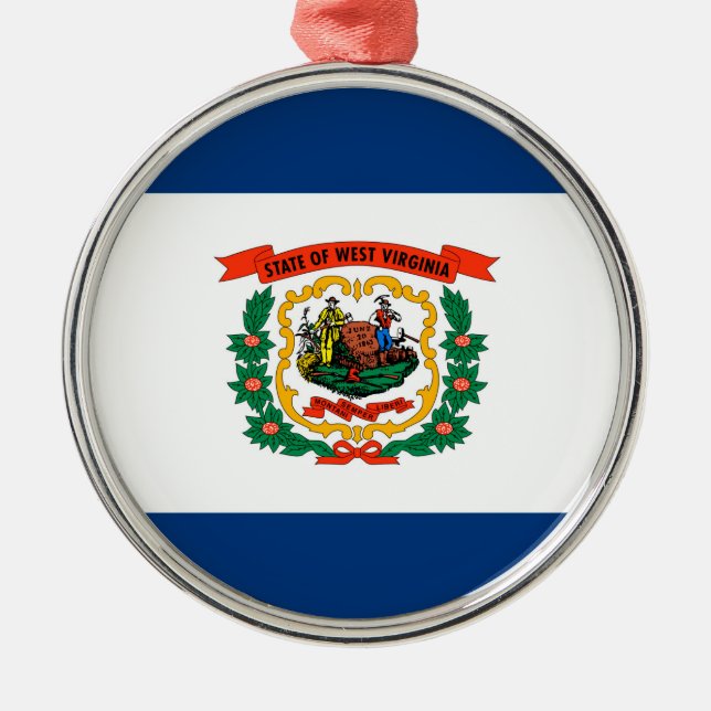 Ornamento De Metal West Virginia State Flag Design (Frente)