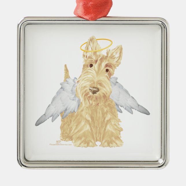 Ornamento De Metal Wheaten Scottie Angel (Frente)