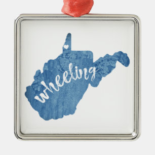Ornamento De Metal Wheeling West Virginia Wood Grain