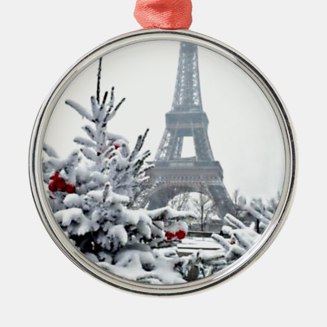 Ornamento De Metal White Christmas francês (Frente)