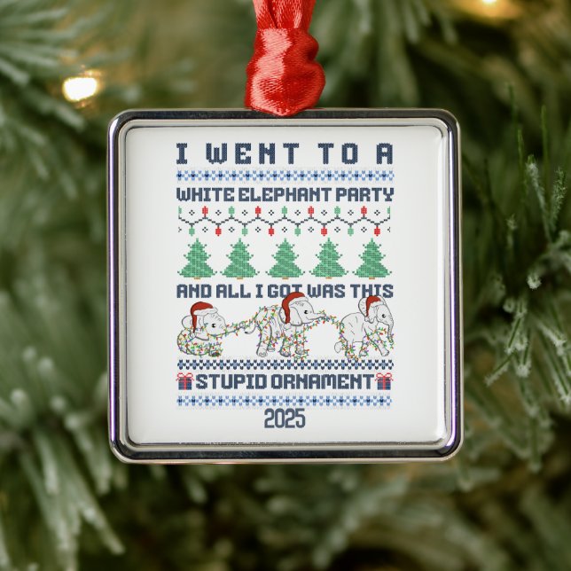 Ornamento De Metal White Elephant Party Custom Gift Funny (Árvore)