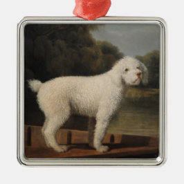 Ornamento De Metal White Poodle in a Punt (por George Stubbs)