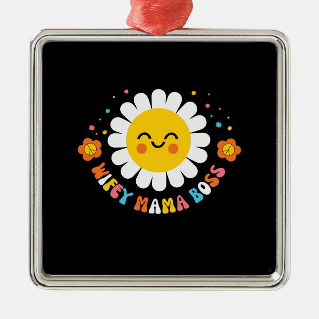 Ornamento De Metal Wifey Mama Boss Retro Mama (Frente)