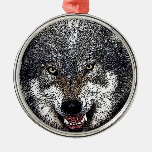 Ornamento De Metal Wild Wolf (Frente)