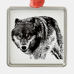 Ornamento De Metal Wild Wolf