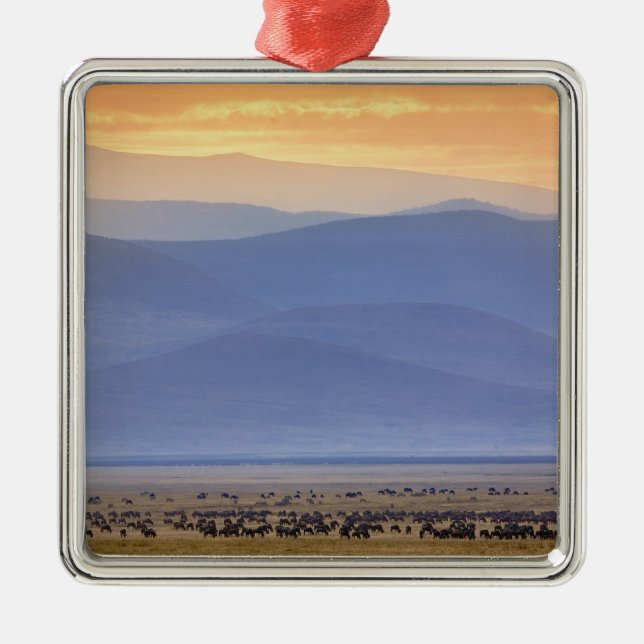 Ornamento De Metal Wildebeest durante migração, Connoquetes (Frente)