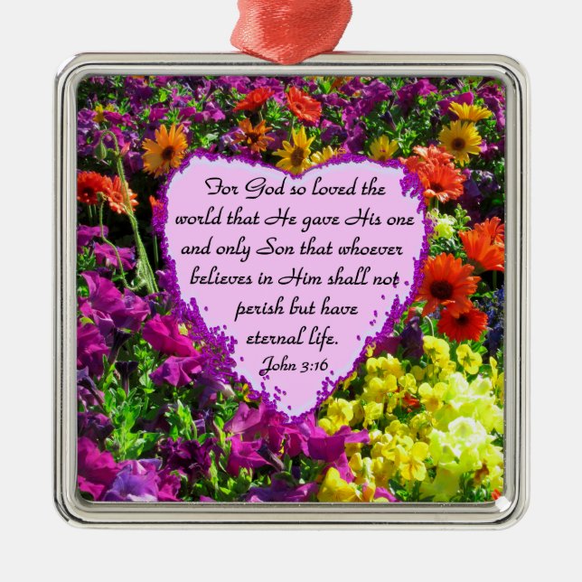 ORNAMENTO DE METAL WILDFLOWER JOHN 3:16 FOTO (Frente)