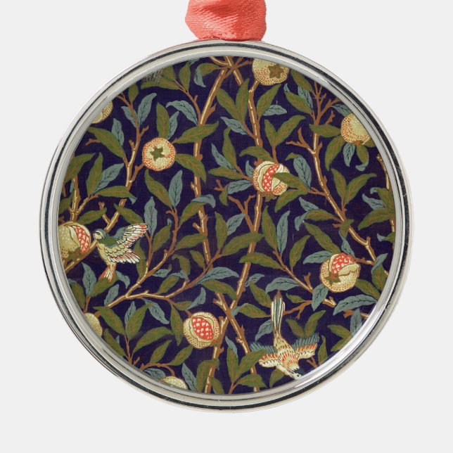 Ornamento De Metal William Morris Bird E Pomegranato (Frente)