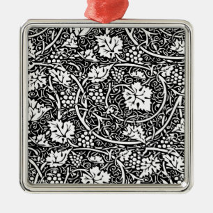 Ornamento De Metal William Morris Black White Grape Vine