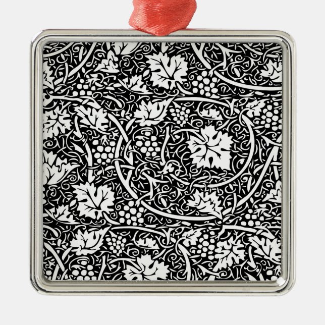 Ornamento De Metal William Morris Black White Grape Vine (Frente)