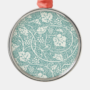 Ornamento De Metal William Morris Grape Pattern Teal Turquoise