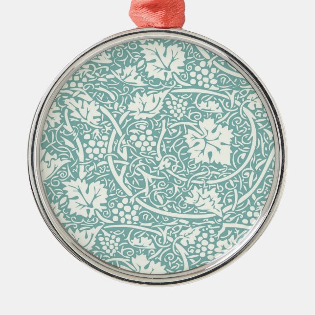 Ornamento De Metal William Morris Grape Pattern Teal Turquoise (Frente)