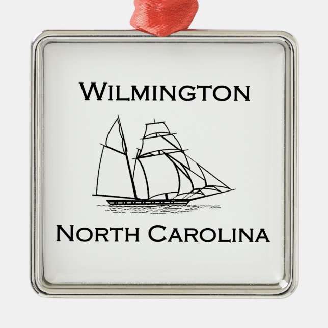 Ornamento De Metal Wilmington North Carolina Tall Ship (Frente)