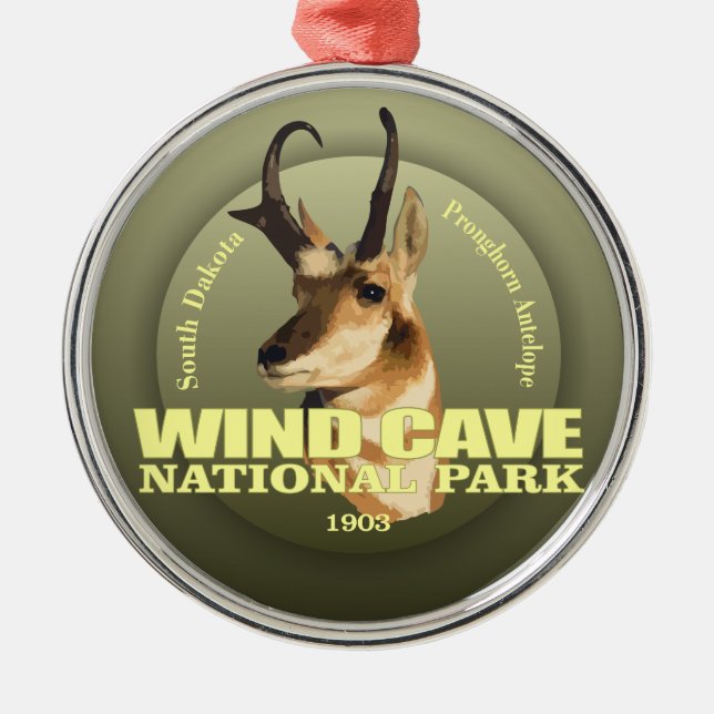 Ornamento De Metal Wind Cave NP (Pronghorn) WT (Frente)