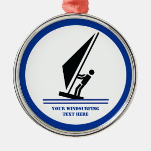 Ornamento De Metal Windsurfer em preto conselho, personalizado de nav