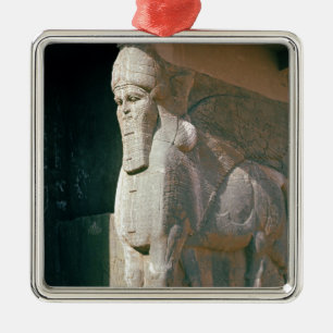 Ornamento De Metal Winged humano-dirigiu o touro, período
