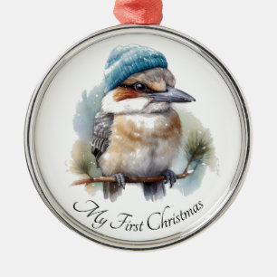 Ornamento De Metal Winter Kookaburra Wish, personalizado