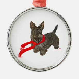Ornamento De Metal Winter Scottie in Wam Scarf