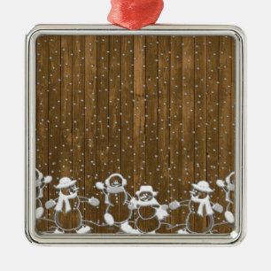 Ornamento De Metal Winter Snowman Peace Love Destiny