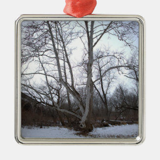 Ornamento De Metal Winter Tree in Snow Ornament