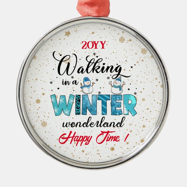 Ornamento De Metal Winter Wonderland Customize (Frente)