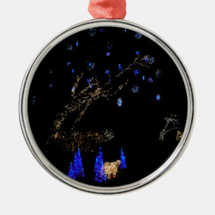 Ornamento De Metal Winter Wonderland Lights Blue and White Holiday