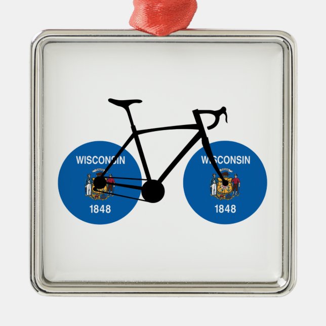 Ornamento De Metal Wisconsin Flag Cycling (Frente)