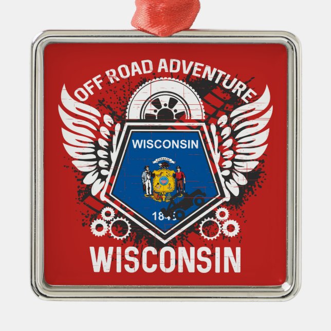 Ornamento De Metal Wisconsin Off Road Adventure 4x4 Trail Muding (Frente)