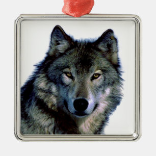 Ornamento De Metal Wolf Portrait