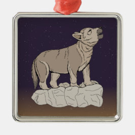 Ornamento De Metal Wolf Pup Howling