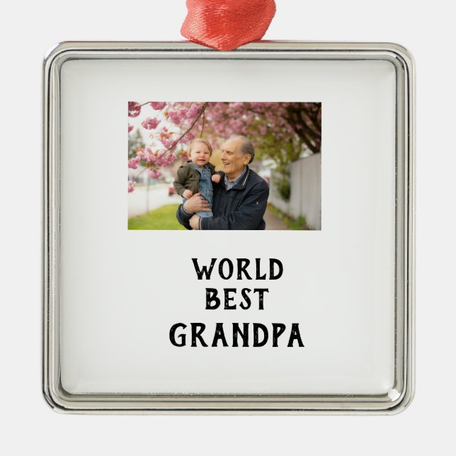 Ornamento De Metal World best Grandpa photo name father's day grandpa (Frente)