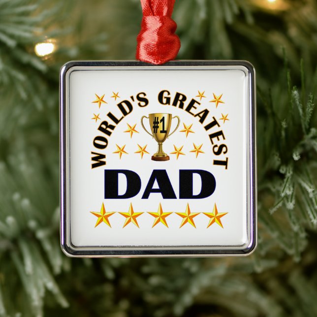 Ornamento De Metal World's Greatest Dad, gold stars, (Árvore)