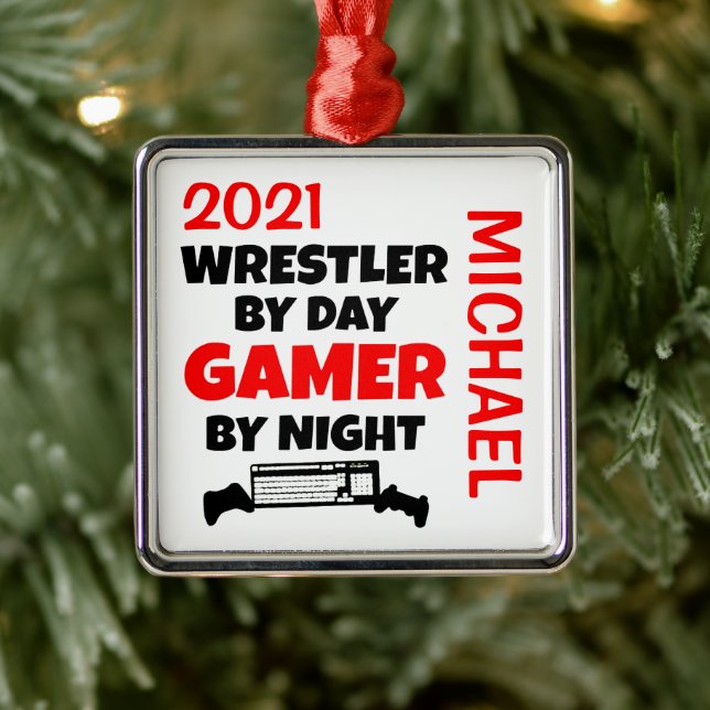 Ornamento De Metal Wrestler ama jogar Videos games PERSONALIZADOS (Árvore)