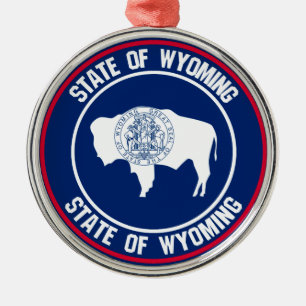 Ornamento De Metal Wyoming Round Emblem