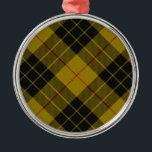 Ornamento De Metal Xadrez amarela de tartan MacLeod<br><div class="desc">Xadrez preta amarela de tartan do clã MacLeod</div>