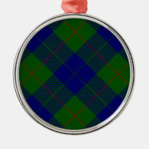 Ornamento De Metal Xadrez azul-tartan-de-clã-barro