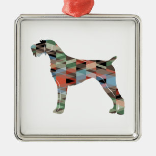 Ornamento De Metal Xadrez de Geo Silhouette do Ponteiro Wirehaired Al