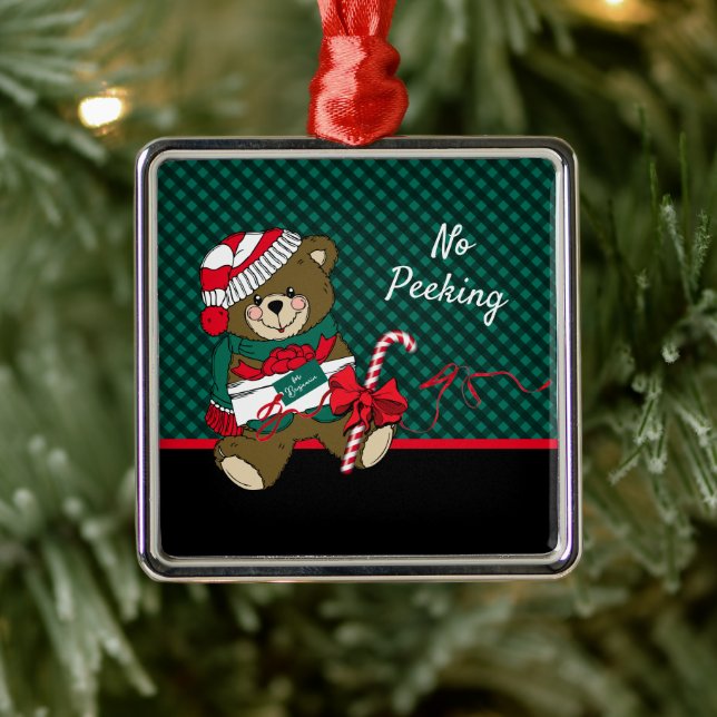 Ornamento De Metal Xadrez de Urso de Natal Personalizada (Árvore)
