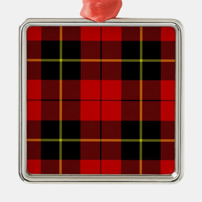 Ornamento De Metal Xadrez preto Wallace Tartan (Frente)