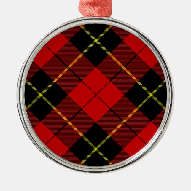 Ornamento De Metal Xadrez preto Wallace Tartan (Frente)