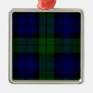 Ornamento De Metal xadrez verde azul de tartan Black Watch