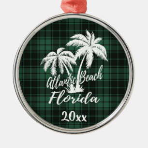 Ornamento De Metal Xadrez Verde Palm Tree da Florida Beach