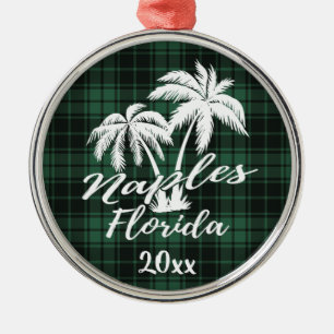 Ornamento De Metal Xadrez Verde Palm Tree da Flórida Nápoles