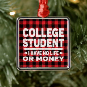 Ornamento De Metal Xadrez Vermelha do Natal Maiores Estudantes