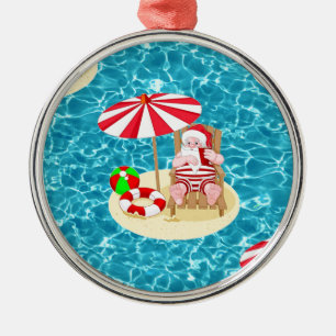 Ornamento De Metal xmas Beach santa claus